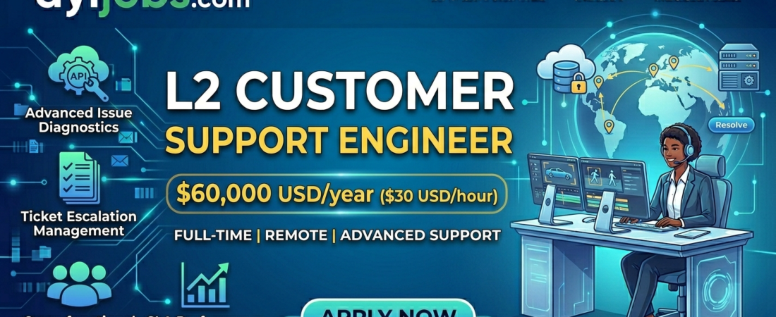 L2 Customer Support Engineer$60,000 USD/year ($30 USD/hour)